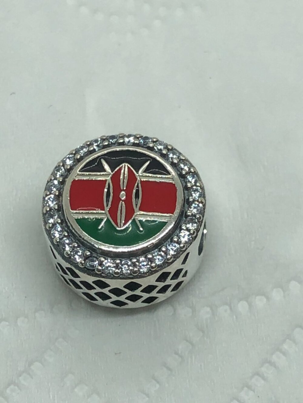 ✨ ✨Pandora Kenya Flag Charm, Red Black Green Enamel CZ Bead